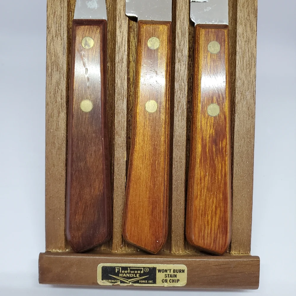 Vintage 4-PC. Washington Forge, Inc. Cutlery Set with Hardwood Holder Set